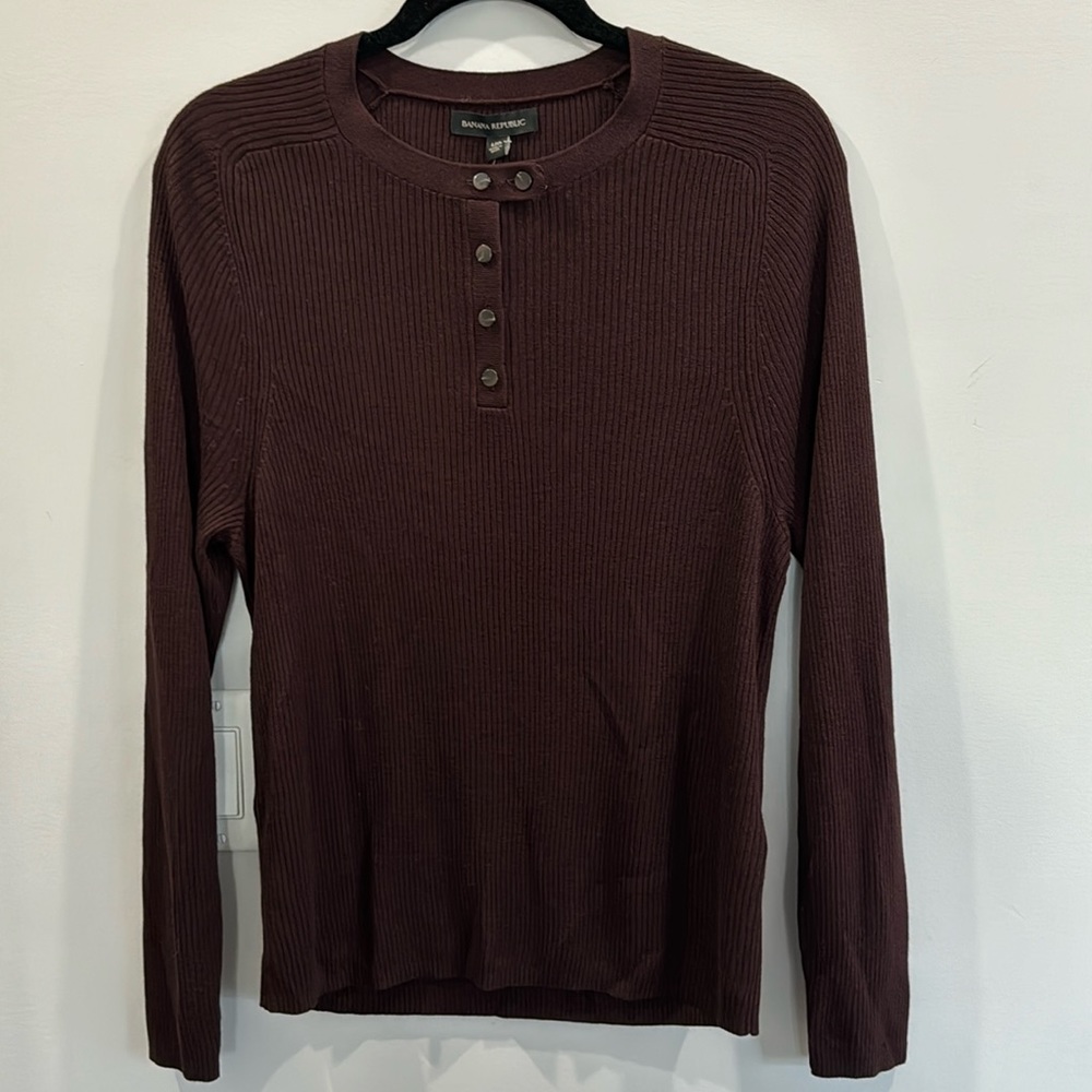 Banana Republic ribbed sweater size L NWT rich chocolate brown